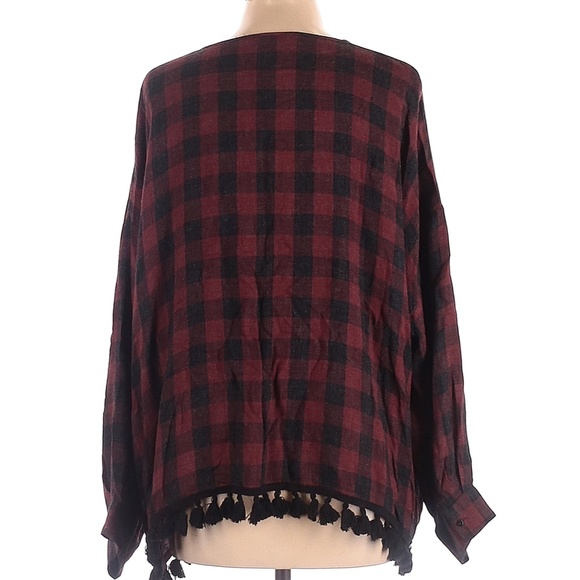 Zara Plaid Blouse with Tassels - Picture 2 of 2